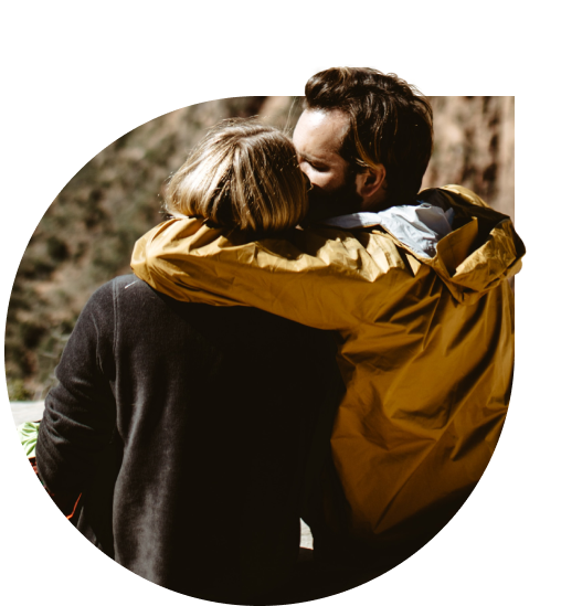 Middle aged couple hugging